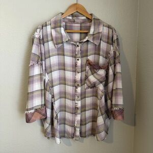 Free People Intimately Fallin’ For Flannel Sleep Shirt Oversized  Top Size Small